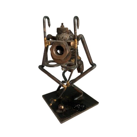 Welded Golf Art Sculpture Putt Putt Signed Christmas Gift Man Cave Scrap Metal - Picture 3 of 13